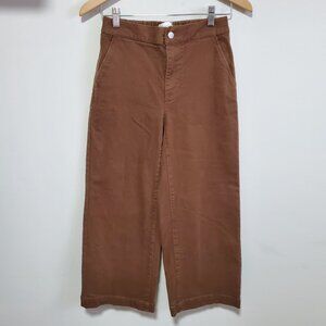 OAK + FORT Cropped Length Twill Wide Leg Pants Culottes Brown Womens Small x 25"